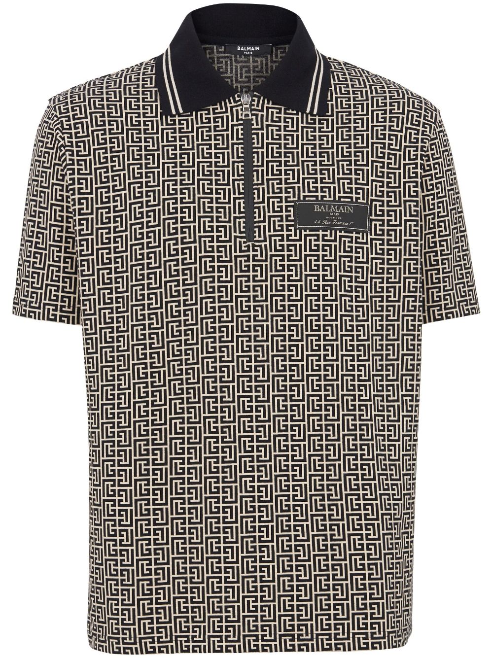 Balmain Poloshirt mit Monogramm-Jacquardmuster - Schwarz von Balmain