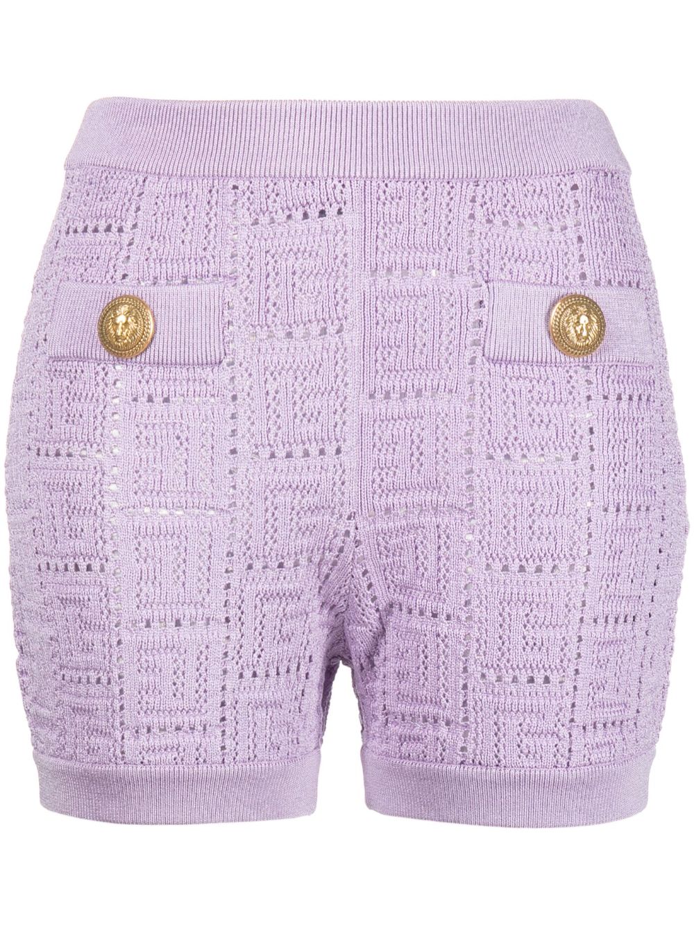 Balmain Gestrickte Shorts mit Monogramm - Violett von Balmain