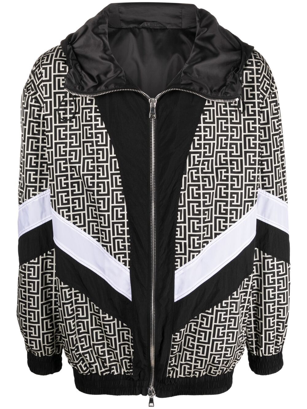 Balmain Kapuzenjacke mit Monogramm-Print - Schwarz von Balmain