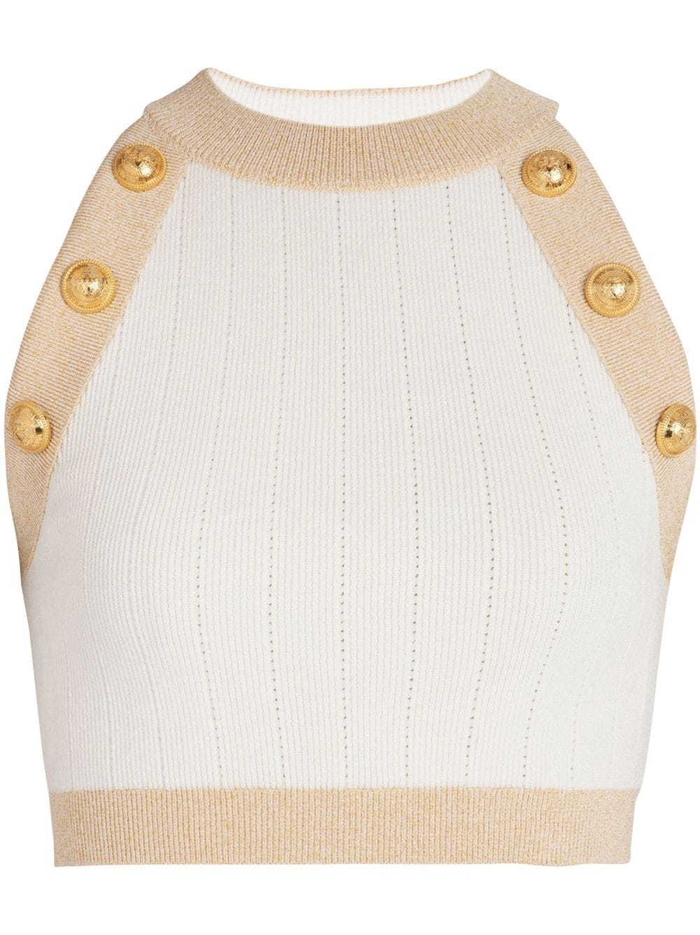 Balmain Geripptes Cropped-Stricktop - Nude von Balmain