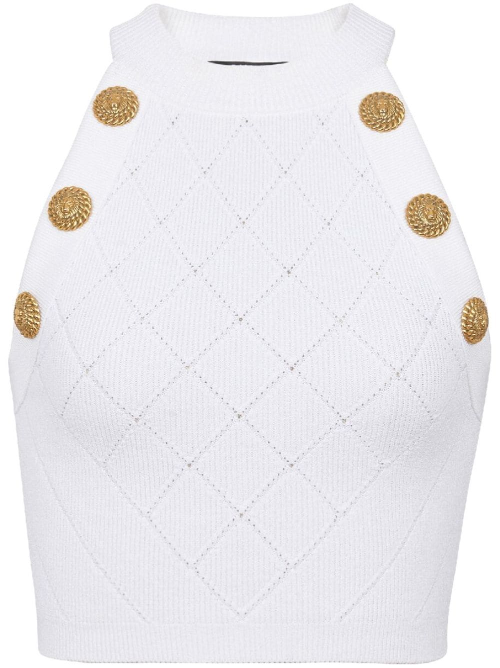 Balmain Gestricktes 6-Button Cropped-Top - Weiß von Balmain