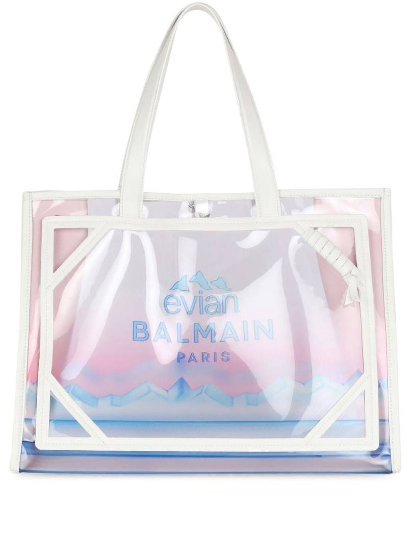Balmain x Evian mittelgroße B-Army Shopper Tasche - Weiß von Balmain