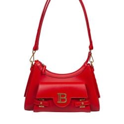 Rote Balmain B-buzz Lederschultertasche von Balmain