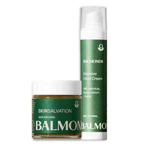 Balmonds Set mit trockenen, rissigen Händen – Hilfe für die Hände beim ständigen Waschen von Balmonds