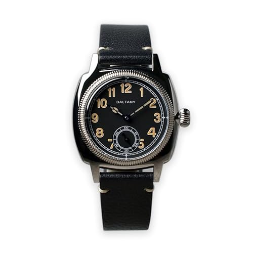Baltany Herren-Armbanduhr, 1926, Vintage-Uhr für Herren, Kleideruhr, Schwarzes Zifferblatt von Baltany