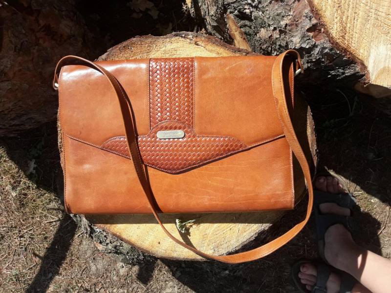 Elegante Leder Geldbörse Geflochten Ledertasche Handgefertigte Schulter Echtleder Abendtasche Vintage von BalthazarVintage