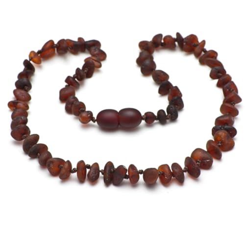 Bernsteinkette, handgefertigte Perlen Halskette, echter Stein, roher baltischer Bernstein, Geschenk-Set für Männer, Mutter, Damen, Bernstein kette von Baltic Secret (KIRSCHE, 33 CM) von Baltic Secret Selected Baltic Amber