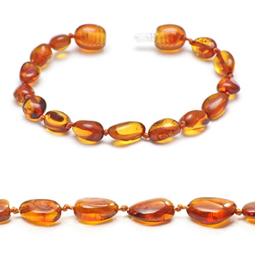 Echtes Bernstein Armband - Ostsee Schmuck - Roh Anti Stress Armband aus Ostsee Bernstein Perlen - Echter Bernstein Schmuck, beliebt als Glücksstein Armband (COGNAC, 17 CM) von Baltic Secret Selected Baltic Amber