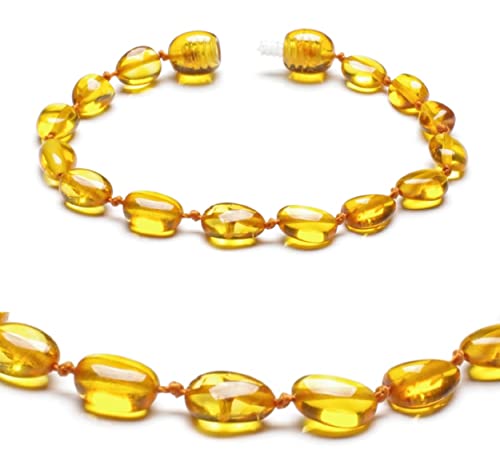 Echtes Bernstein Armband - Ostsee Schmuck - Roh Anti Stress Armband aus Ostsee Bernstein Perlen - Echter Bernstein Schmuck, beliebt als Glücksstein Armband (HONIG, 17 CM) von Baltic Secret Selected Baltic Amber