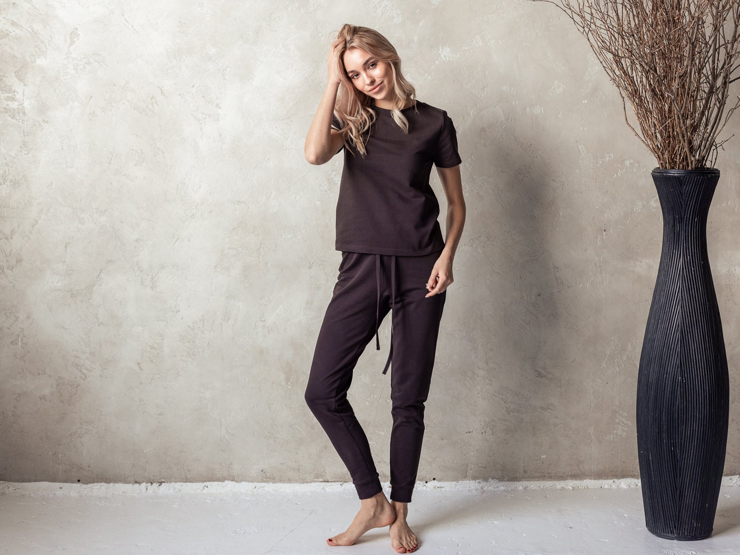 Sade Set Aus Bio-Baumwolle Für Damen Hose Und Shirt Hauskleidung Outdoor Wear Lounge Pyjama Nachtwäsche von BalticBloom