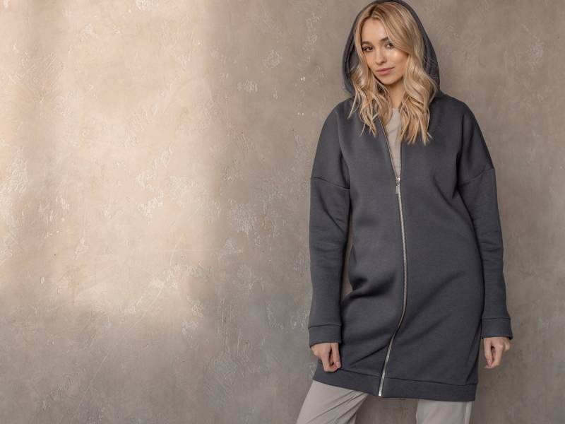 Talya Damen Bio-Baumwolle Reißverschluss Kapuzenjacke Hauskleidung Outdoor Wear Wanderkleidung Lounge Trip von BalticBloom