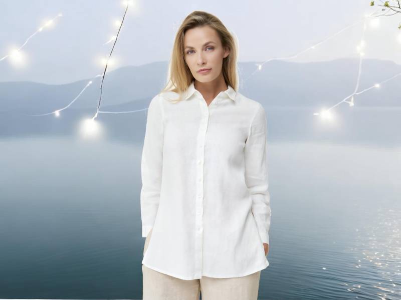 Leinen Shirt Mit Button-Down-Kragen Für Den Sommer - Top, Langarm Bio-Hemd von BalticLinenArt