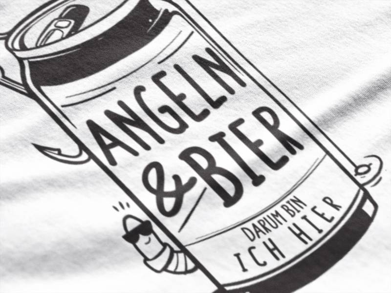 T-Shirt Angeln Und Bier Spruch | Dafür Bin Ich Hier Bierdose von BalticShirtshop