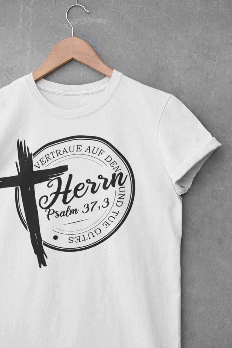T-Shirt Christlicher Spruch Vertraue Auf Den Herrn | Kreuz Jesus Deutsch von BalticShirtshop