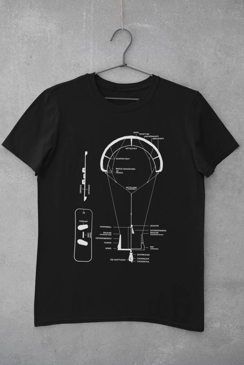 T-Shirt Kite Surfen Aufbau Board Deutsch | Kitesurfing Zubehör Weiß von BalticShirtshop
