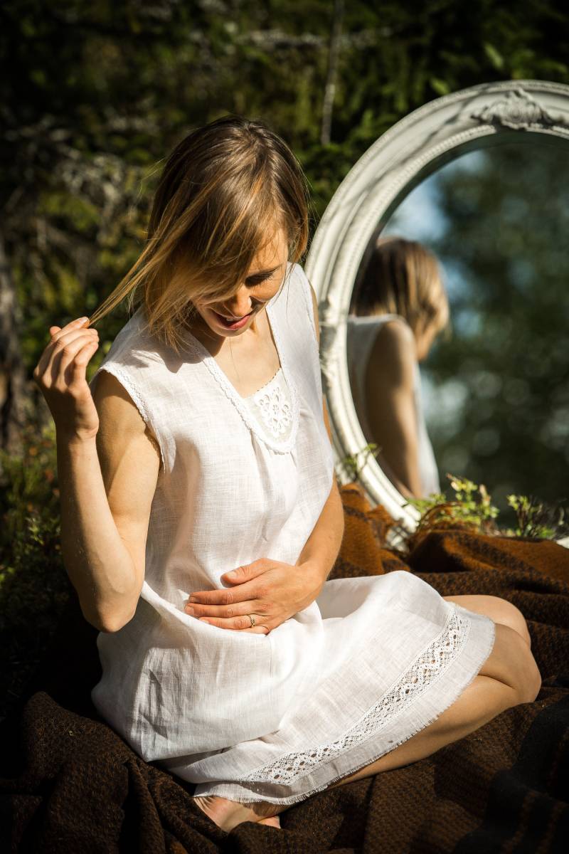 Damen Nachthemd Schlafkleid Geschenk Für Frauen Kleid Bluse Mit Häkeln von BaltieDarbi