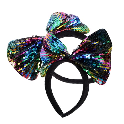 Baluue 2stücke Pailletten Stirnbänder Für Festival Party Junge Mädchen Stirnband Mit Schleifen Kopfschmuck Für Cosplay Party Und Karneval Haar Accessoire von Baluue