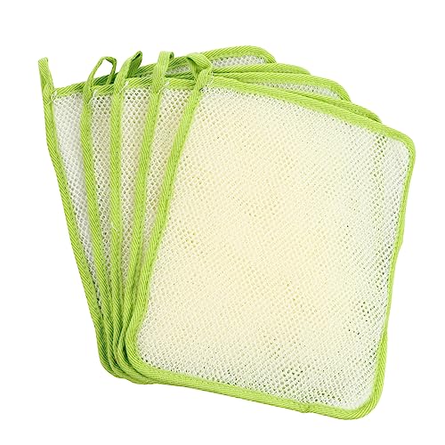 5st Doppellagiges Schaumquadrat Körpertücher Handtücher Zum Körperwaschen Waschlappen Scheuern Peeling-waschlappen Peeling-gesichtswäscher Peeling Peeling-waschtuch Nylon Green Baluue von Baluue