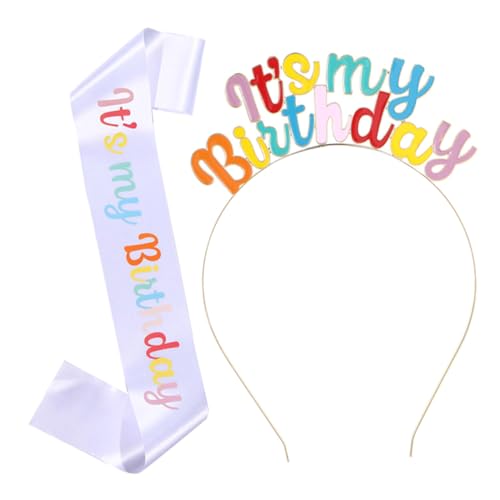 Baluue 1satz Geburtstags-schärpe Und Kopfschmuck Für Party Stilvolles Accessoire Für Erwachsene Für Geburtstagsfeiern Und Besondere Anlässe Und Einfach Zu Tragen von Baluue