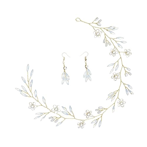 Baluue Braut-stirnband-set Mit -ohrclip-set Damen-haarschmuck Für Hochzeit Wunderschöne Kopfbedeckung Mit Blättern Und Künstlichen Perlen -ohrhänger Haarschmuck Für Frauen Und Damen von Baluue