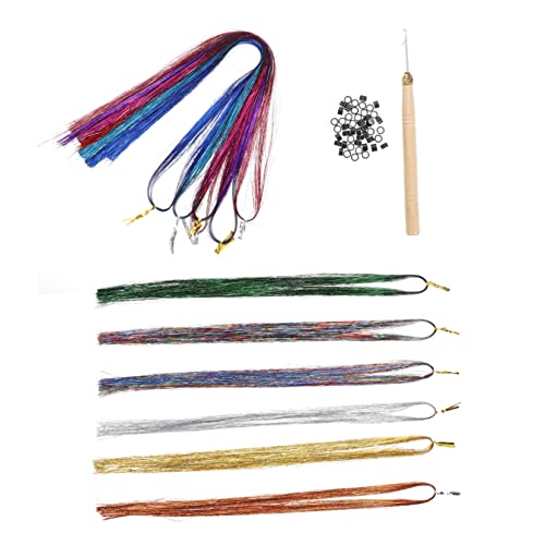 Baluue 1satz Haar-tinsel Stränge Für Mädchen Bunte Haaraccessoires Mit Farben -buckeln Und Häkelnadel Für Kreative Haarflecht- Für Partys Geburtstage Und Besondere Anlässe von Baluue
