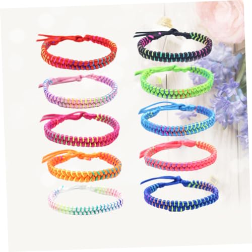 Baluue 10 Stück Teiliges Handgewebter Armbänder in Mischfarben Modische Fadenarmbänder für Damen und Herren Stilvolle Verstellbare Freundschafts Wickelarmbänder für Alltag und von Baluue