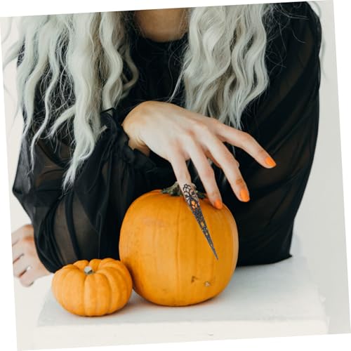 Baluue 10 Stück Teiliges Schwarze Hohl Gearbeitete Fingerkrallen aus Robustem Material Atmungsaktiv und Bequem Einfache Anwendung ohne Profi-fähigkeiten Dekorative Nagelringe für Party von Baluue