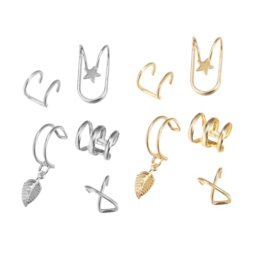 Baluue 10 Stück Teiliges Stylische Ohrclips ohne Ohrloch Kreative Doppelte C form Leichter Legierungs schmuck in Gold und Silber Modische Ohrdekoration für Alltag und Besondere Anlässe von Baluue