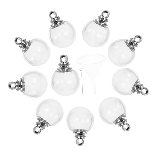 Baluue 10 Stück Transparente Glasanhänger Mini Kugel Charms mit Schraubverschluss Robuste Glaskugeln zum Basteln von Schmuck Wunschflaschen für Armbänder und Halsketten DIY Zubehör von Baluue