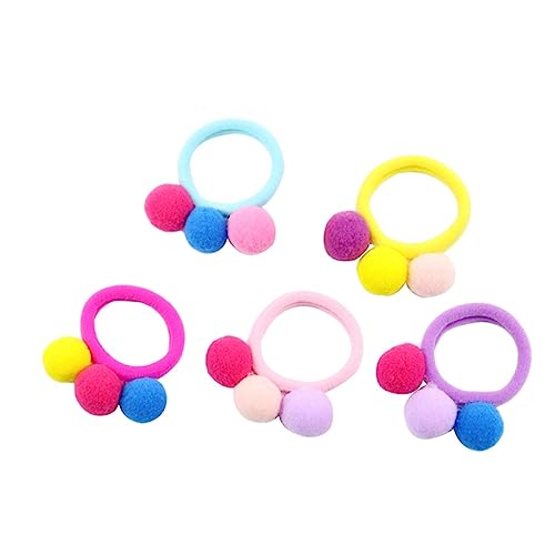 Baluue 10 Stücke Elastische Haarbänder Fuzzy Ball Haargummis für Mädchen Pferdeschwanzhalter Bunte Plüsch Haarbänder für Geburtstagsfeiern und Alltag von Baluue