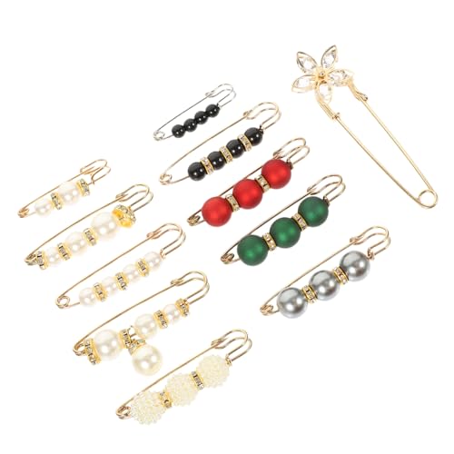 Baluue 11 Stück Teiliges Perlenbroschen Anstecknadeln Multifunktional für Damen Stilvolle Schal Clips und Sicherheitsnadeln Dekorative Taillenclips für Pullover Halsausschnitt und Hose von Baluue