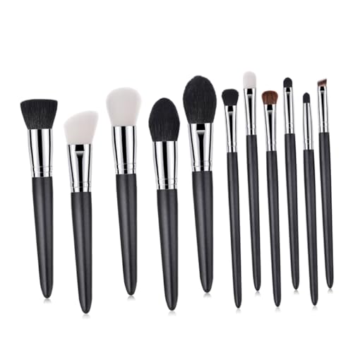 Baluue 11stücke Schminkset Pinselset Aus Ziegenhaar Für Damenkosmetik Make-up Gesichtspuder Lidschatten Concealer Mit Holzgriff Für Puder Cremes Flüssigkeiten -teilig von Baluue