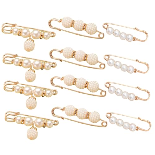 Baluue 12 Stück Teiliges Brooch Pin mit Perlen Modische Kleid Schal clips zur Taillenanpassung Vielseitige Sicherheitsnadeln für Damen Geeignet für Party Alltagskleidung von Baluue