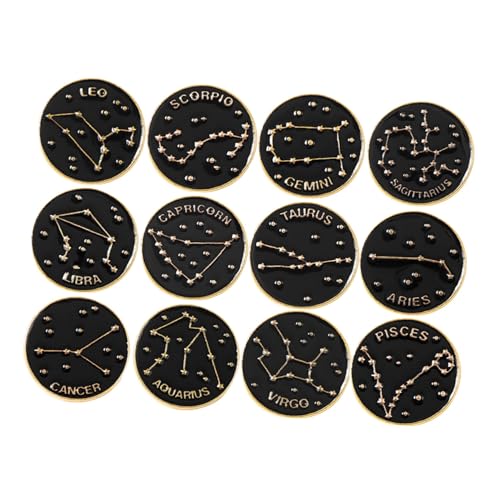 Baluue 12 Stück Teiliges Emaille-broschen-set aus Langlebiger Legierung Zodiac-anstecknadeln für Frauen Dekorative Reversnadeln für Rucksack und Kleidung Modischer Schmuck für von Baluue