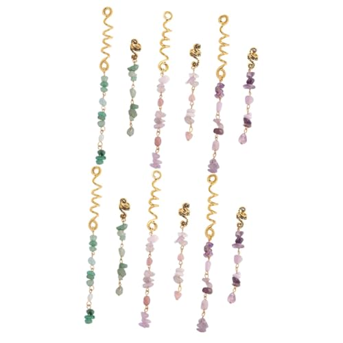 Baluue 12stücke Teiliges Dreadlock Schmuck Mit Natürlichen Steinanhängern Haarschmuck Für Zöpfe Verstellbare Haarringe Für Dreadlocks Und Geflochtene Hairstyles Für Partys Und von Baluue