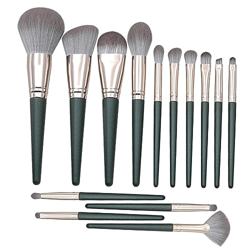 Baluue 14stücke Teiliges Makeup Pinselset Mit Holzgriffen Professionelle Kosmetikpinsel Künstlichen Fasern Für Foundation Puder Und Lidschatten Schwarzgrün Für Tägliche Und von Baluue