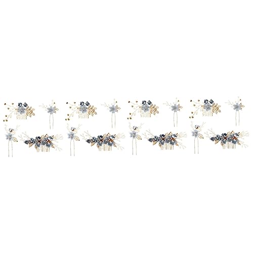 Baluue 16 Stk Brautkamm haar spangen haarclips hair topper hair clips blumenhaarklammer Hochzeit Diamantkamm Schmuck Kämme für die Braut Haarnadel Hochzeitsdekoration Kamm für Braut Blue von Baluue