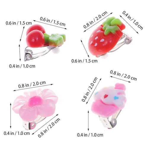 Baluue 16 Stück Teiliges Ohrclips aus Umweltfreundlichem Acryl Fruchtige Motive Wie Erdbeere Kirsche Eiscreme und Blume Farbenfroh Rot Sicherer Geruchloser Schmuck für Mädchen von Baluue