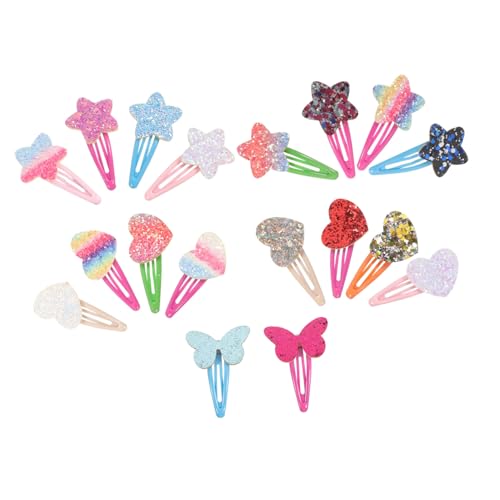 Baluue 18stücke Teiliges Kinderhaarklammern Mit Glitzer Herz Und Sternmotiven Rutschfeste Haarspangen Für Mädchen Zum Fixieren Von Haarsträhnen Für Süße Frisuren von Baluue