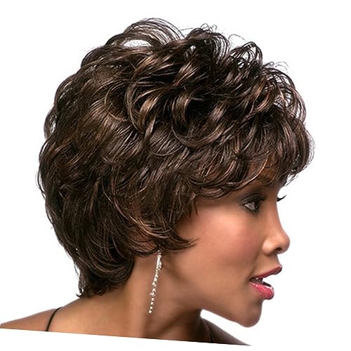 Baluue Perücke Braun Lang Für Damen Kurzhaarige Lockenperücke Aus Strapazierfähigem Material Haarbedeckung Mit Blunt Für Party Und Kostüme Naturgetreues Design Für Täglichen Gebrauch von Baluue
