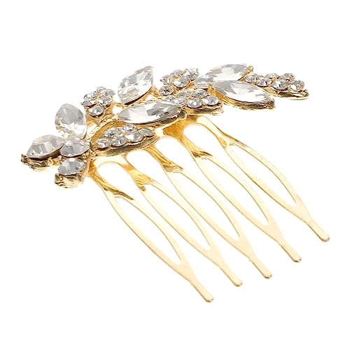 Baluue 1stück Brautschmuck Haarkamm Mit Strass Hochzeitsfrisur Für Stilvolles Accessoire Für Besondere Anlässe Goldfarbene Haarspange Für Braut Und Brautjungfern von Baluue