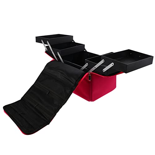 Baluue 1Stk Multifunktionaler Kosmetikkoffer Kulturbeutel aus Stoff Schminktasche tragbar Aufbewahrungstasche kosmetikpinsel Tasche Make-up Organizer für Kosmetiktaschen Oxford-Stoff Rosy von Baluue