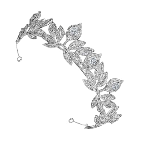 Baluue 1stk Blatt Kopfschmuck Stirnband Silberne Strasssteine Barocke Königinkrone Barocker Kopfschmuck Braut-tiara Labret-schmuck Silberner Kopfschmuck Braut Stirnband Hochzeit Zirkon von Baluue