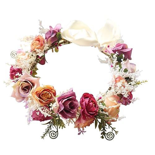 Baluue Blumenkranz Haarreifen Für Frauen Handgefertigter Brautkopfschmuck Für Hochzeiten Festivals Und Fotoshootings Eleganter Haarschmuck Im Boho Stil von Baluue