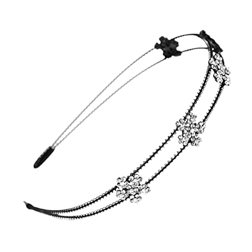 Baluue Blumenstirnband Mit Strasssteinen Aus Metall Schwarz Modischer Haarreif Für Mädchen Frauen Stilvoller Kopfschmuck von Baluue