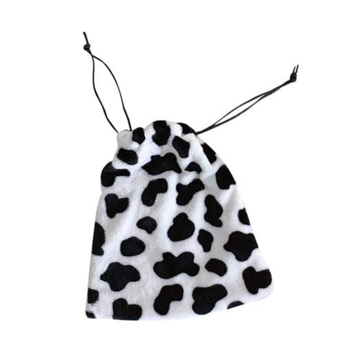Baluue 1stück Adorable Plush Toiletry Bag Mit Cow-Muster Tragbare Kosmetiktasche Mit Kordelzug Für Reisen Make-up Und Persönliche Pflege Praktischer Aufbewahrung Für Mädchen Und von Baluue