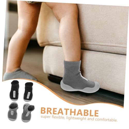 Baluue 2 Paare Antirutsch Sockenschuhe Weiche Lauflernschuhe mit Atmungsaktivem Baumwoll-material für Jungen Mädchen Innensohle Indoor Outdoor Krabbelschuhe Hausschuhe von Baluue