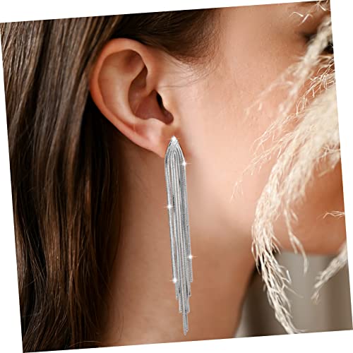 Baluue 2 Paare Clip Ohrclips Lange Tassel Drop Ohrringe aus Legierung Elegant Leicht für Hochzeit Bankett Party Damen Schmuck in Gold und Silber von Baluue