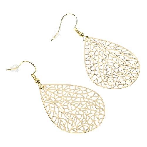 Baluue 2 Paare Damen Ohrhänger Retro Blattohrringe Hohl Tropfenform Vintage Schmuck für Party Alltag Komfortabel Sicherer Halt von Baluue