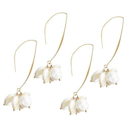 Baluue 2 Paare Elegante Perlen-drop Ohrringe U-förmige Ohrhaken Damen Ohrschmuck für Hochzeit Braut Schmuck Modisch Vielseitig Geschenkidee von Baluue